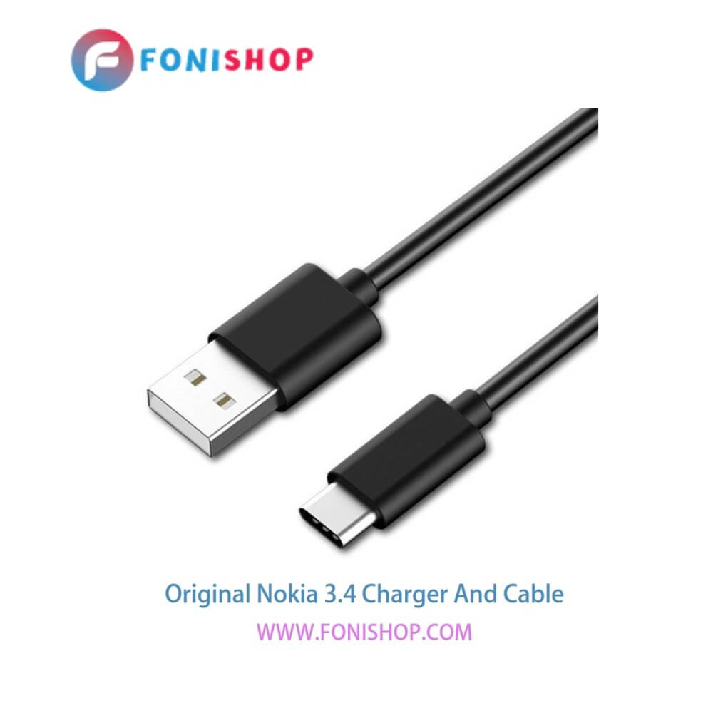 کابل شارژ و آداپتور (کلگی-سری) فست شارژ اصلی گوشی نوکیا 3.4 / Nokia 3.4